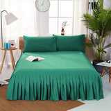 3 PCS Fitted Bed Skirt With Pillow Cover - Teal