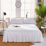 3 PCS Fitted Bed Skirt With Pillow Cover - White