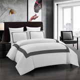 Mitered Corner Duvet Set - White & Grey