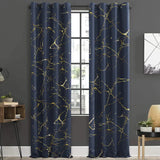 2 PCS PREMIUM QUALITY TEXTURE VELVET CURTAINS - NAVY BLUE