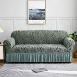 Zebra Velvet Sofa Covers Green