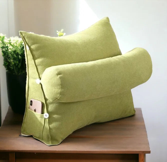 Triangular Back Rest Pillow Cushion Light Green Rangooli