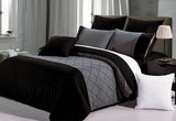 8 Pcs Embellish Duvet Set Luxury - Black on Grey