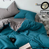 Reversible Duvet Cover Set King Size - Teal Blue & Grey  (191)