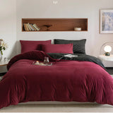 Reversible Duvet Set Velvet  -   Red & Black (297)