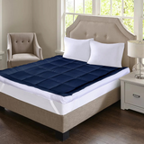 Mattress Topper Cozy & Snug - Front Reverse White & Navy Blue