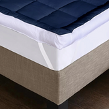 Mattress Topper Cozy & Snug - Front Reverse White & Navy Blue