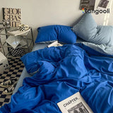 Reversible Duvet Cover Set King Size - Royal Blue & Light Blue (190)