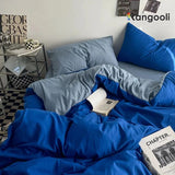 Reversible Duvet Cover Set King Size - Royal Blue & Light Blue (190)