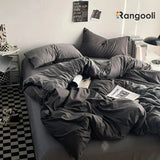 Reversible Duvet Cover Set King Size - Black & Grey (176)