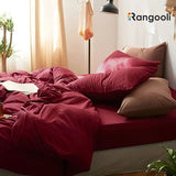 Reversible Duvet Cover Set King Size - Red & Brown (189)