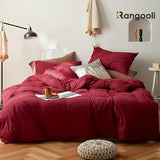 Reversible Duvet Cover Set King Size - Red & Brown (189)