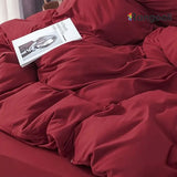 Reversible Duvet Cover Set King Size - Red & Brown (189)