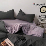 Reversible Duvet Cover Set King Size - Black & Light Purple (177)