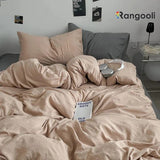 Reversible Duvet Cover Set King Size - Biscuit Brown & Grey (175)