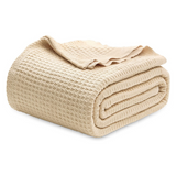 Cotton Waffle Blanket - Beige