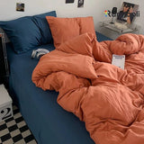 Reversible Duvet Cover Set King Size - Orange & Blue (184)