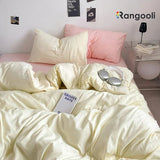 Reversible Duvet Cover Set King Size -  Offwhite & Pink (171)