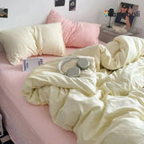 Reversible Duvet Cover Set King Size -  Offwhite & Pink (171)