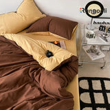 Reversible Duvet Cover Set King Size - Brown & Golden (178)