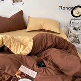 Reversible Duvet Cover Set King Size - Brown & Golden (178)