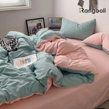 Reversible Duvet Cover Set King Size - Aqua Green & Light Pink (173)