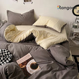 Reversible Duvet Cover Set King Size - Brown & Sour Cream (179)