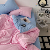 Reversible Duvet Cover Set King Size - Baby Pink & Blue (174)