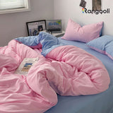 Reversible Duvet Cover Set King Size - Baby Pink & Blue (174)