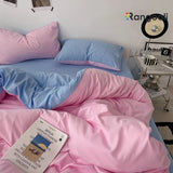 Reversible Duvet Cover Set King Size - Baby Pink & Blue (174)