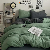 Reversible Duvet Cover Set King Size- Green & Black  (194)