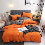 Reversible Duvet Cover Set King Size - Orange & Grey (185)