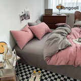 Reversible Duvet Cover Set King Size - Pink & Light Brown (187)