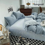 Reversible Duvet Cover Set King Size -  Grey & Light Blue (168)