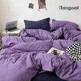 Reversible Duvet Cover Set King Size -  Purple & Navy Blue (172)