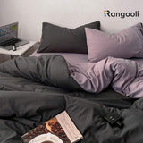 Reversible Duvet Cover Set King Size - Black & Light Purple (177)