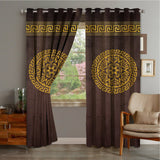 2 PIECE OF PREMIUM VELVET CURTAINS WITH 2 BELTS (BROWN&GOLD)