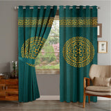 2 PIECE OF PREMIUM VELVET CURTAINS WITH 2 BELTS (GREEN&GOLD)