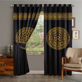 2 PIECE OF PREMIUM VELVET CURTAINS WITH 2 BELTS (BLACK&GOLD)