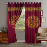 2 PIECE OF PREMIUM VELVET CURTAINS WITH 2 BELTS (RED&GOLD)