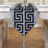 Double Splendid Velvet Table Runner Grey