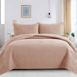 3 Pcs Ultrasonic Bedspread - Blush Pink