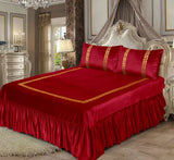 Luxury Embossed Velvet Bedsheet - Red