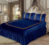 Luxury Embossed Velvet Bedsheet - Navy Blue