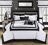 Embellish Patch Pleated Duvet Set -Black & White (068)