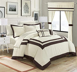 Embellish Patch Pleated Duvet Set -Cream & Brown