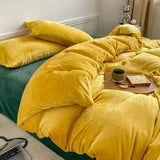 Reversible Duvet Set Velvet  - Yellow & Green (287)