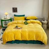 Reversible Duvet Set Velvet  - Yellow & Green (287)