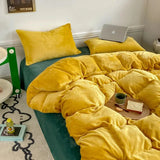 Reversible Duvet Set Velvet  - Yellow & Green (287)