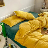 Reversible Duvet Set Velvet  - Yellow & Green (287)